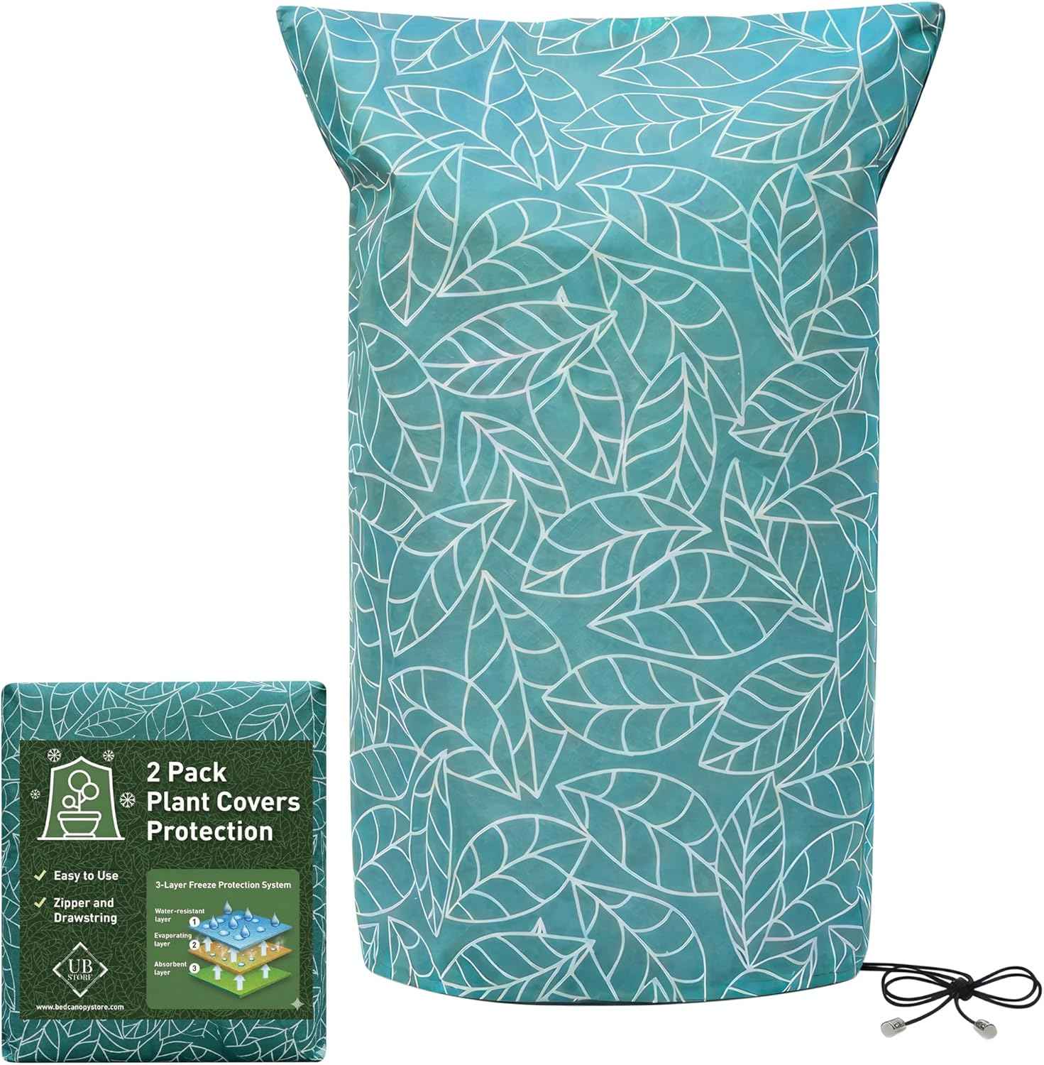 Plant Covers Freeze Protection 47"x71" in 2 Pack | Green Winter Frost Blankets for Outdoor Plants | Reusable Garden Cover Bags with Zipper Drawstring | Cold Weather Shrub Protection Cloth