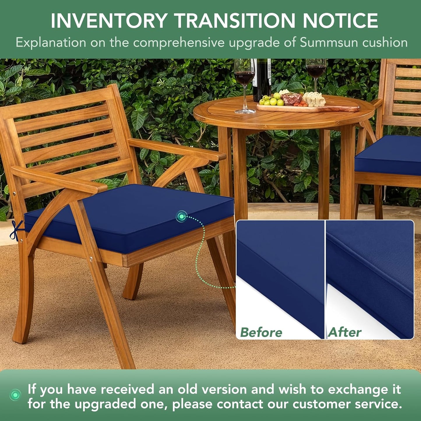 Outdoor Chair Cushions Set of 4: Waterproof & Fade Resistant Seat Cushion for Patio Furniture - 18.5 x 16 x 2 Inch Chair Pads with Ties and Hidden Zipper - Patio Chair Cushion Replacement, Navy