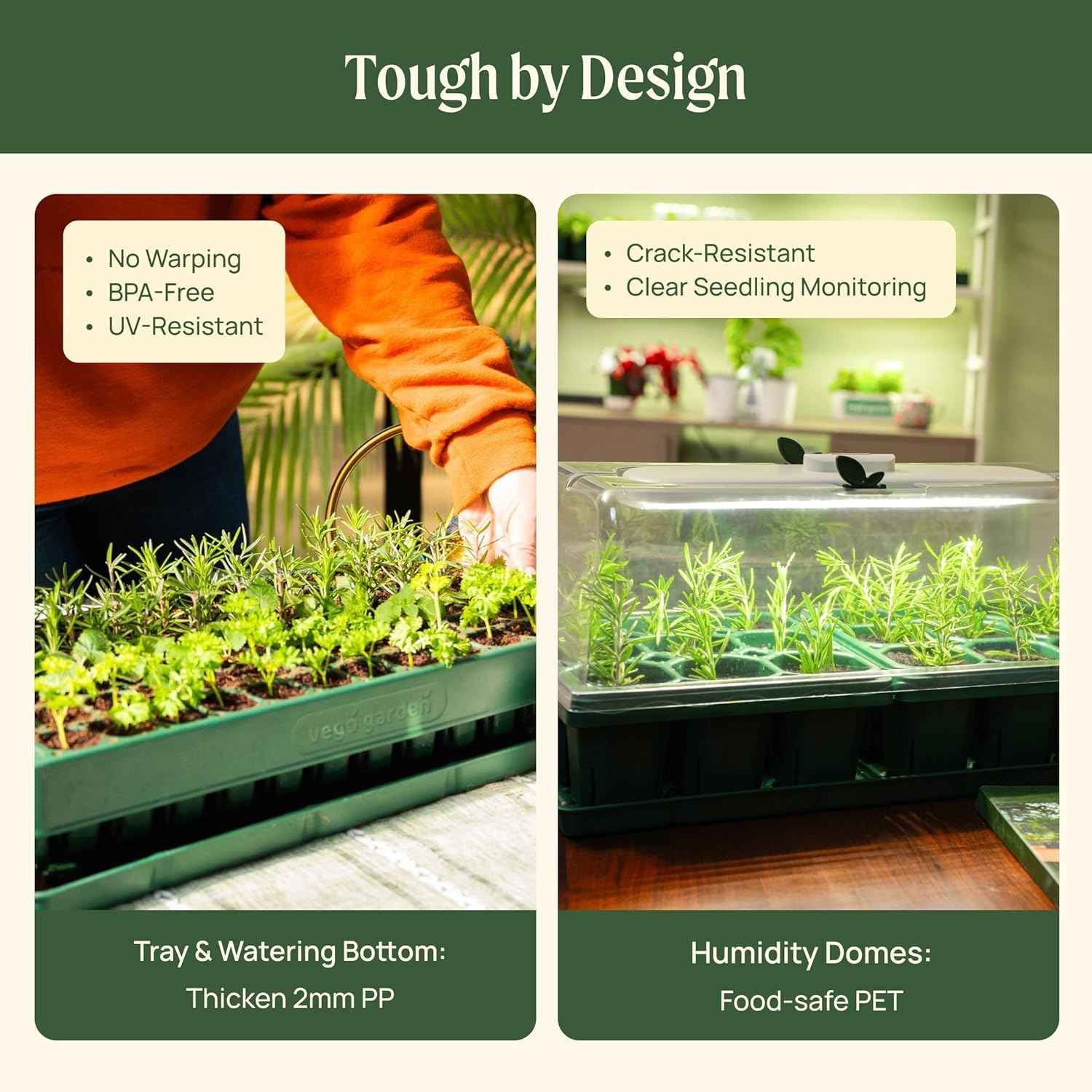 Vego garden 3-in-1 Plant & Pop Board Seedling Popper Tool, 10" x 20", Works Perfectly with Stackable Seedling Trays