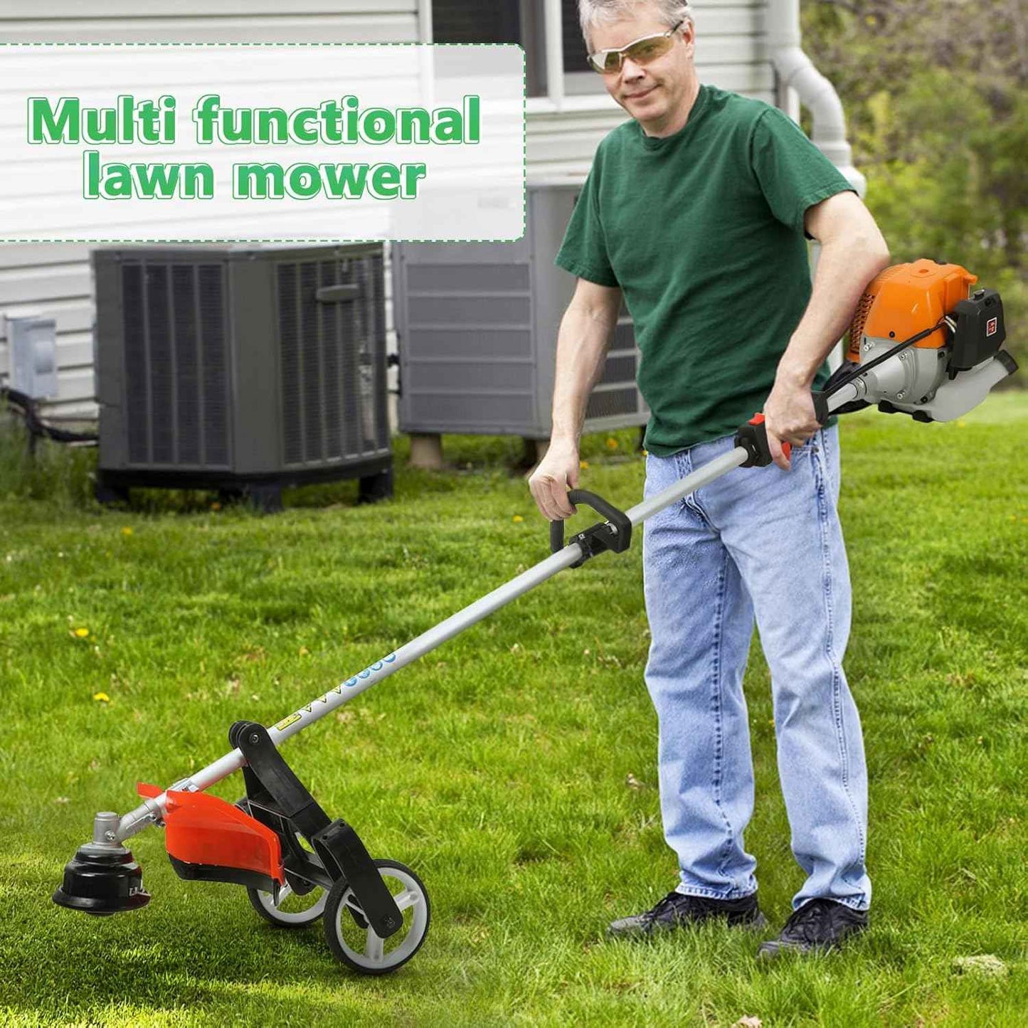 Upgraded 8-in-1 Multi-Functional Trimming Tool - 52cc 2-Cycle Gas Powered Hedge Trimmer | 9500rpm High Power Gas String Trimmer Weed Eater | High-Performance Engine | for Home Yard Garden-Orange