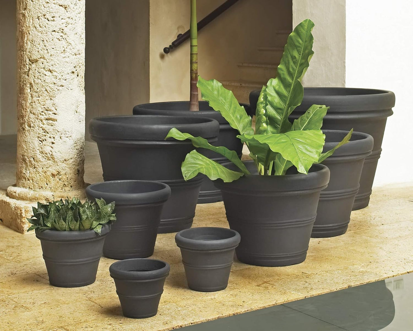 Crescent Garden Brunello Classic Rolled Rim Planter Pot, Indoor/Outdoor Weather-Safe Round Plant Pot, 16'' (Terracotta Color)