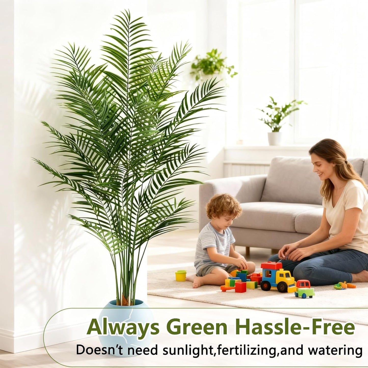 Artificial Palm Tree Indoor 6.5ft, Large Fake Tropical Areca Palm Tree with 18 Trunks, Faux Dypsis Lutescens Floor Plant in Pot for Indoor Outdoor Home Office Decor & Housewarming Gift