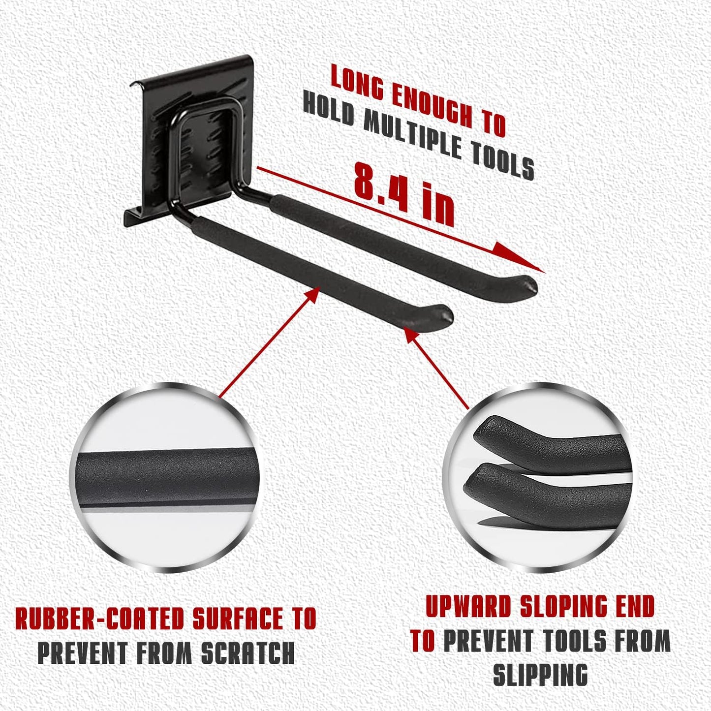 Charmount 48" Garage Storage Wall Organizer with 600lbs, 6 Hooks Broom Holder Wall Mount, Garden Tool Organizer, Easy Installation Tool Storage to Accommodate Brooms, Hoses, Yard Tools and More