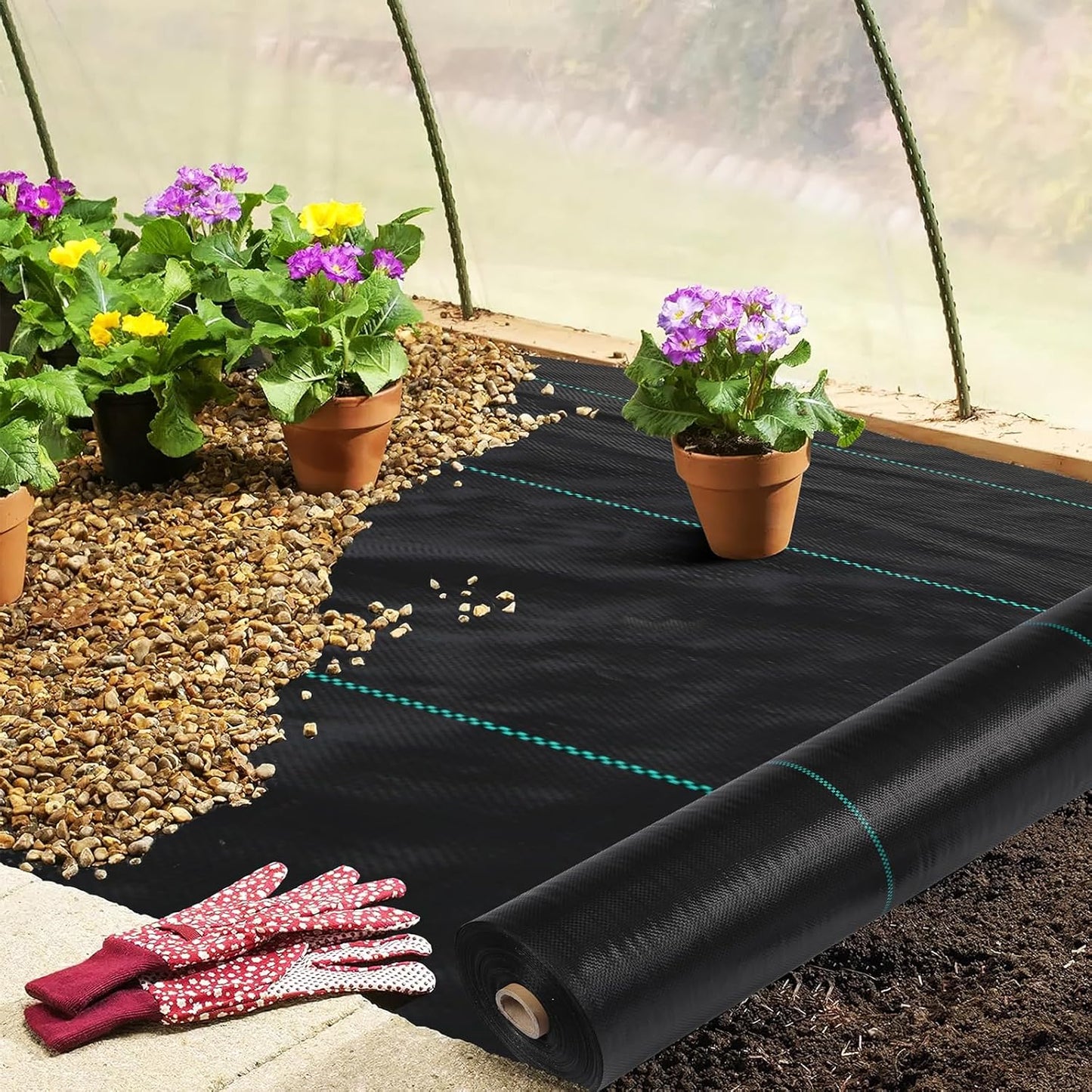6 x 300 FT Weed Barrier Fabric,3.2 OZ Landscape Fabric,Heavy Duty PP Ground Cover for Gardening,Farming