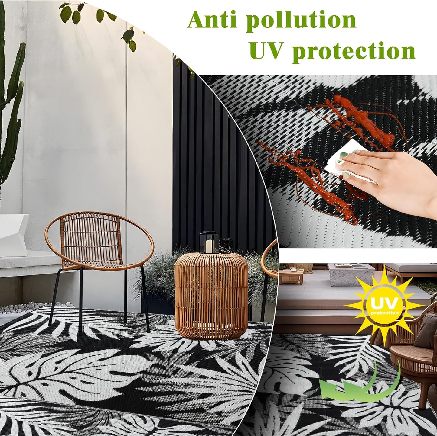 Outdoor Rug 5x8 ft Waterproof, Reversible Outdoor Plastic Straw Rug for Patios Clearance, Outdoor Area Rug Carpet RV Mat for Camping Backyard Deck Porch
