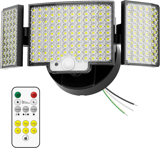 Motion Sensor Outdoor Light Hardwired, 45W 7500LM Security Flood Lights Motion Detector Dusk to Dawn Light, IP65 Waterproof, 220 LEDs Floodlight with Remote Control for Garage, Yard, Porch