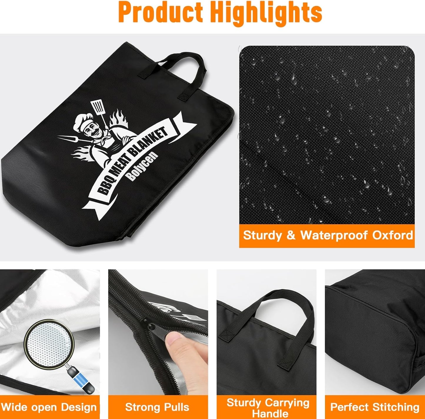 Upgraded BBQ Blanket for Resting Meat - Air Fryer Kitchen Camping Baking Party Essential -Smoker Accessories Brisket Blanket - Insulated Meat Resting Bag with Wide Mouth for Steak/ Pork Shoulder/ Turkey - Birthday Anniversary BBQ Accessories Grilling G...