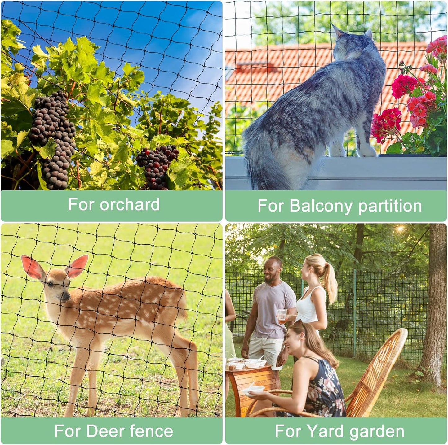 Bird Net 25'x50' Bird Netting for Chicken Coop Roof, Nylon 3/4" Mesh Poultry Netting Garden Nettings for Fruits Trees Plant, Aviary Nettings Deer Fence Trellis Net