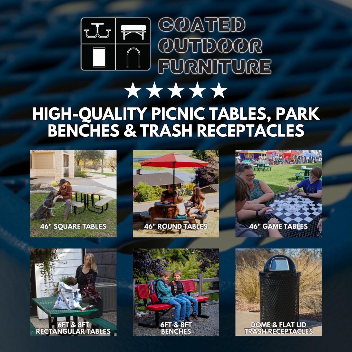 Coated Outdoor Furniture Heavy-Duty Outdoor Bench Thermoplastic Coated, Punched Steel, Commercial-Grade Garden Bench, Made in America (Portable with Back, 4 Ft, Dark Green)