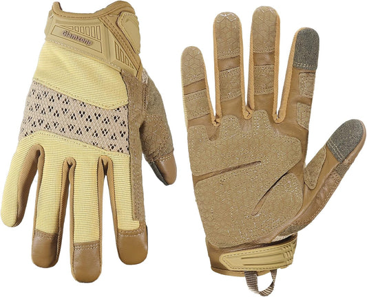 Work Gloves Men, Utility Mechanic Gloves, Touchscreen Flexible Working Gloves for Gardening Hunting