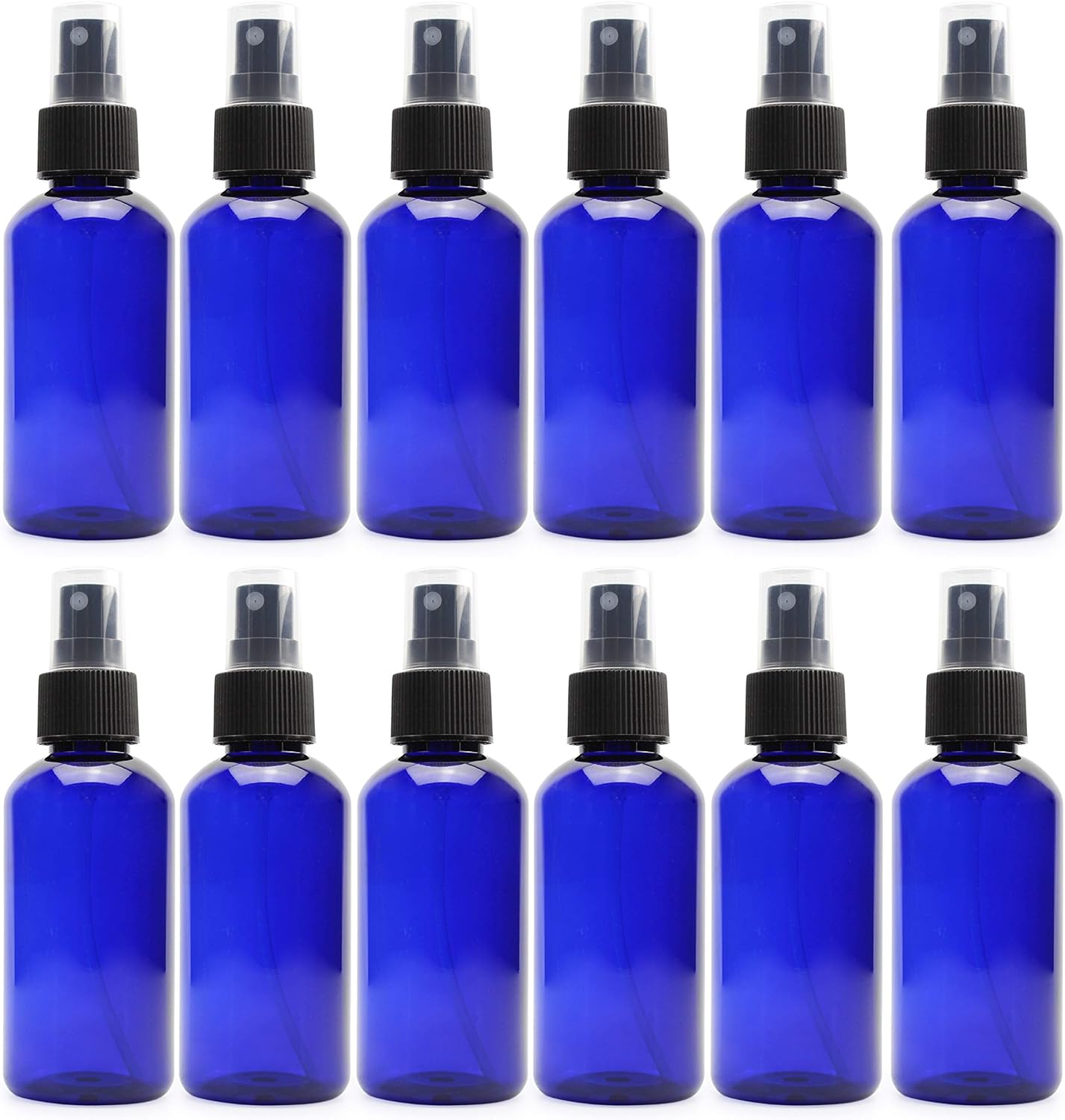 Cornucopia 4oz Blue PLASTIC Fine Mist Spray Bottles (12-Pack); BPA-Free Plastic Spritzer Bottles, Labels Included; PET #1 Plastic Bottles
