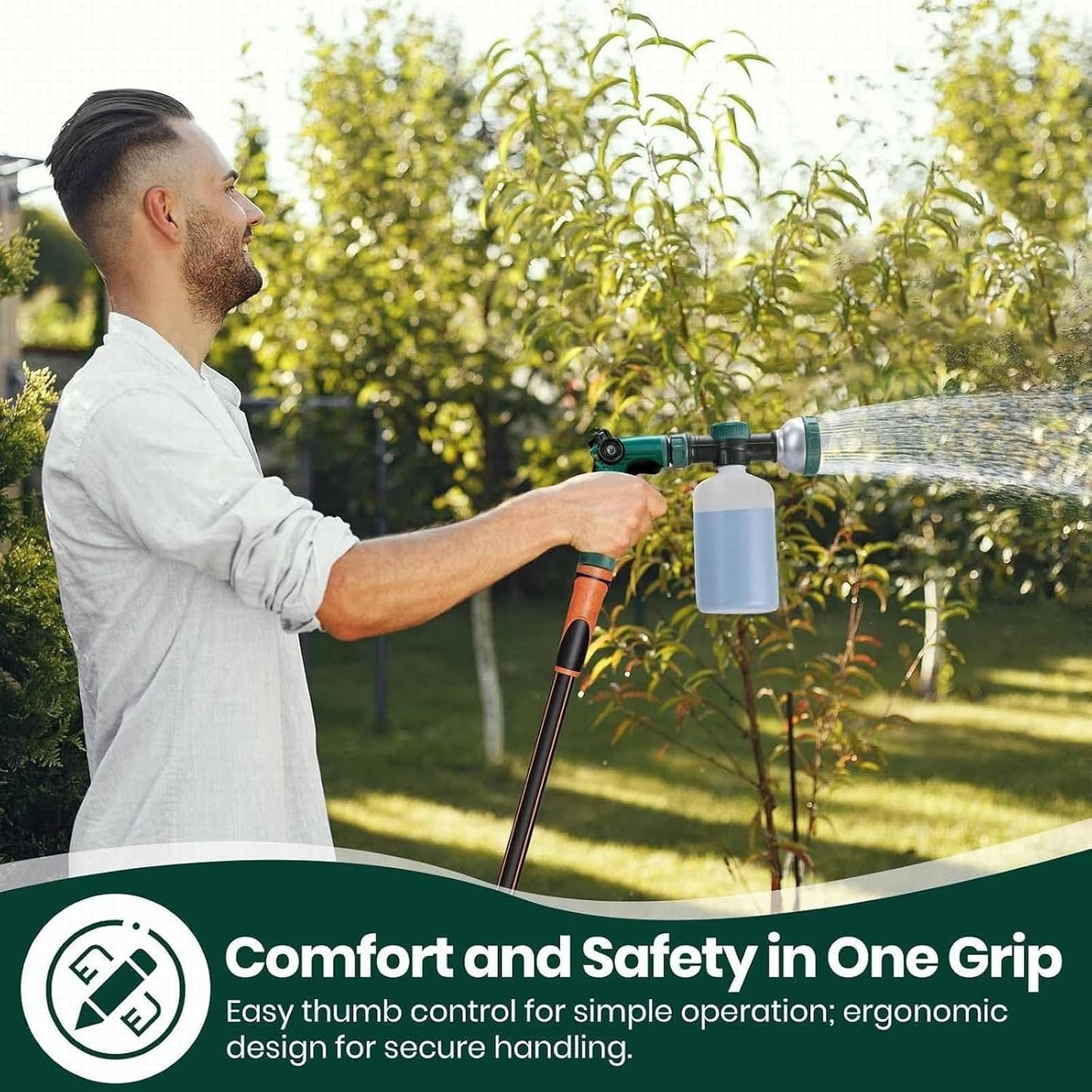 8-Dial Hose End Sprayer for Liquid Fertilizer/Soap Precision Lawn Yard & Garden Feeder with 16oz Bottle for Uniform Fertilizing and Watering Plants Car Dog Wash Hose Attachment Nozzle