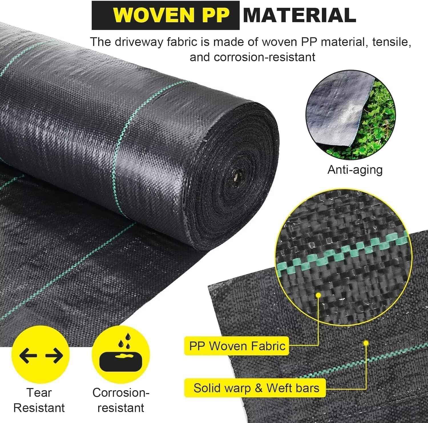 Driveway Fabric, 13x200 ft Road Fabric Commercial Weed Barrier Fabric, Landscape Fabric Heavy Duty 3.5OZ French Drain Fabric for Erosion Control,Landscape Fabric,Weed Barrier,Construction Projects