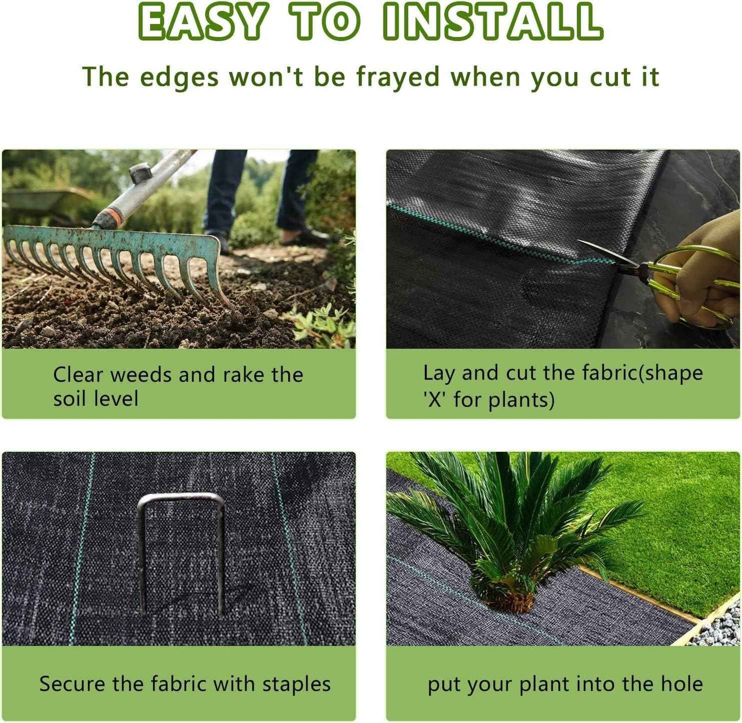 3ftx50ft Weed Barrier Landscape Fabric Heavy Duty，Weed Block Gardening Ground Cover Mat, Weed Control Garden Cloth ，Woven Geotextile Fabric for Underlayment，Commercial Driveway Fabric