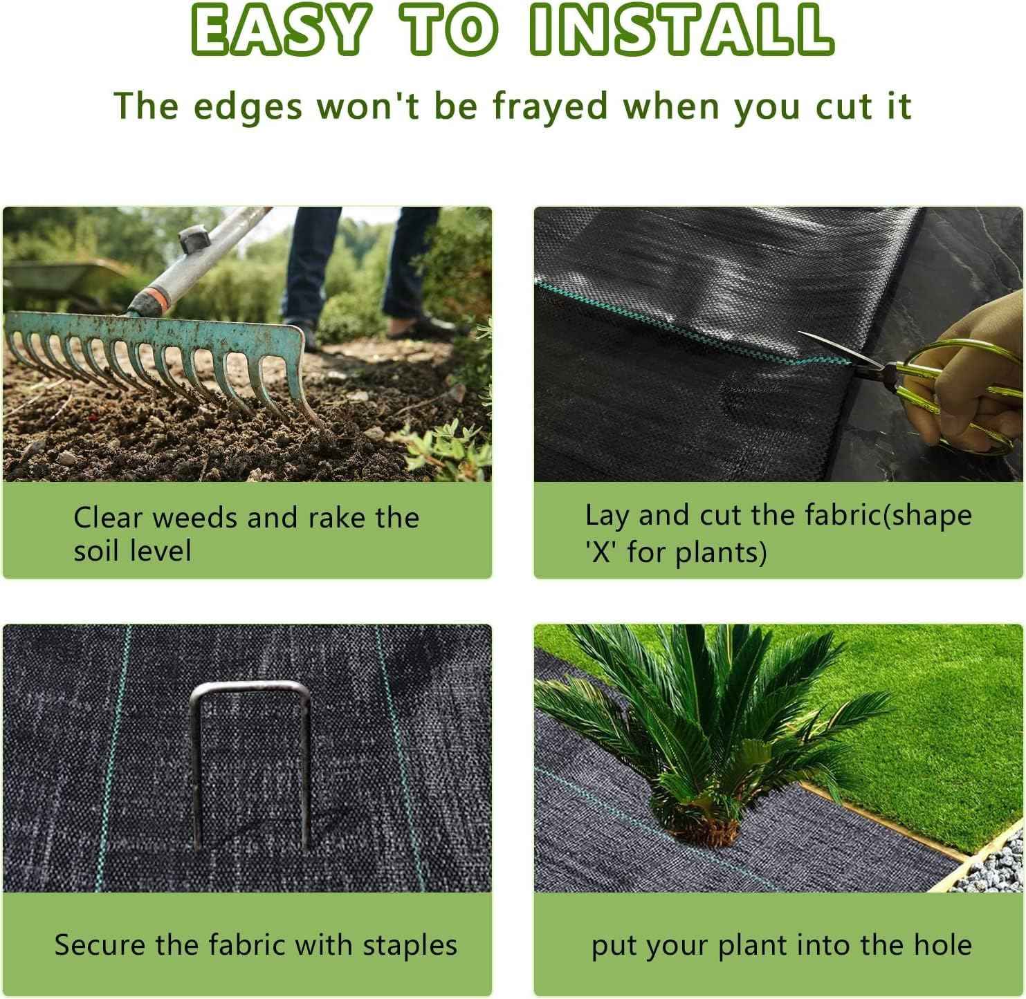 3ftx50ft Weed Barrier Landscape Fabric Heavy Duty，Weed Block Gardening Ground Cover Mat, Weed Control Garden Cloth ，Woven Geotextile Fabric for Underlayment，Commercial Driveway Fabric