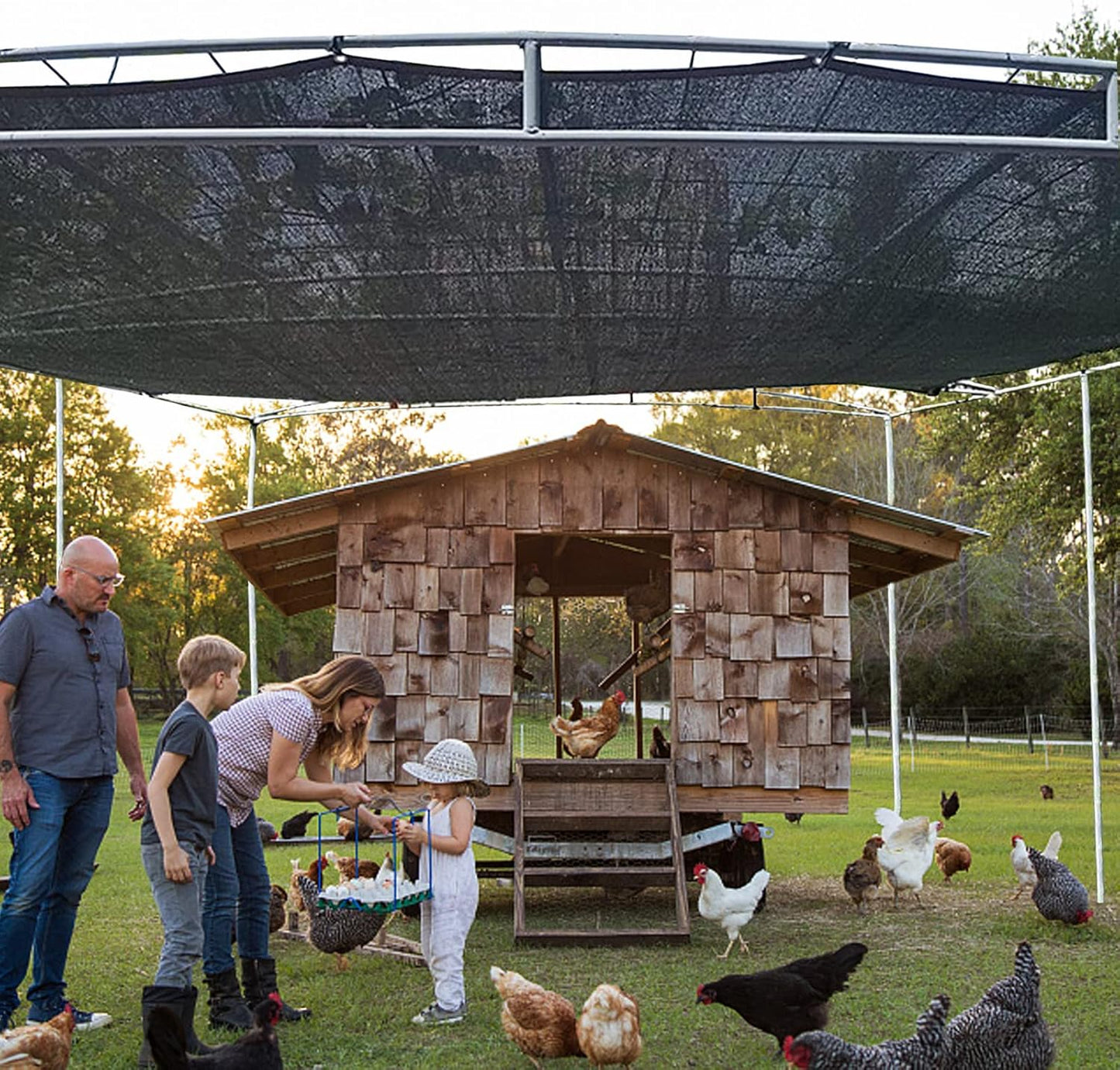 QLOFEI 12x24 FT Shade Cloth with Grommets, 90% Sunblock Outdoor Patio Mesh Tarp, Easier to Hang Neting Cover for Garden Greenhouse Pergola Lawn Kennel Pool Chicken Coop Shade Sail