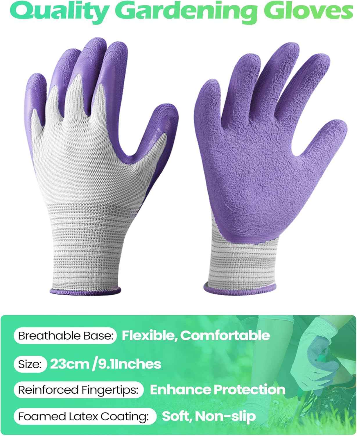 Irenare 24 Pairs Gardening Gloves Bulk for Women Ladies Breathable Rubber Coated Garden Glove for Yard Outdoor Work with Grip