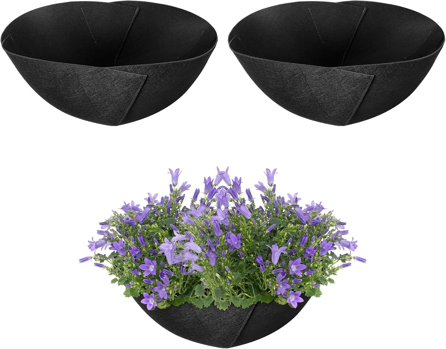 Adnee 3 Pcs 12 Inch Fabric Planter Basket Liner-Felt Flower Pot Liners-Hanging Plant Basket Fiber Insert for Garden Wall Hanging Planter Flower Vegetables(Round)