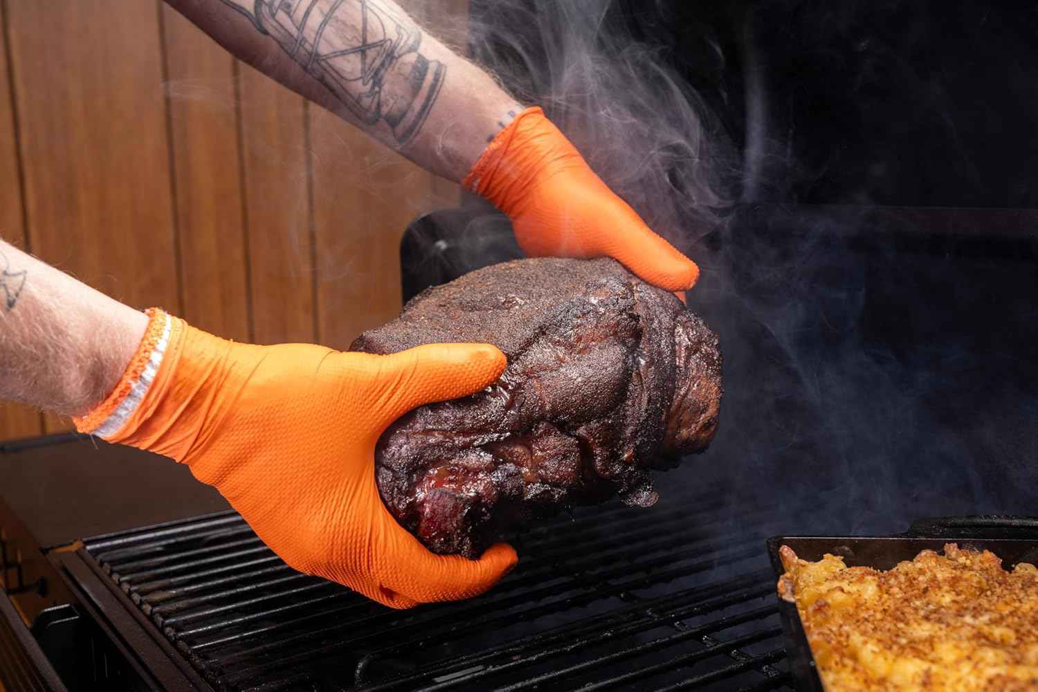 Traeger Grills BBQ Prep & Serve Gloves – 25 Pairs Nitrile Disposable Gloves + Cotton Heat-Resistant Gloves for Grilling, Meat Handling & Food Prep