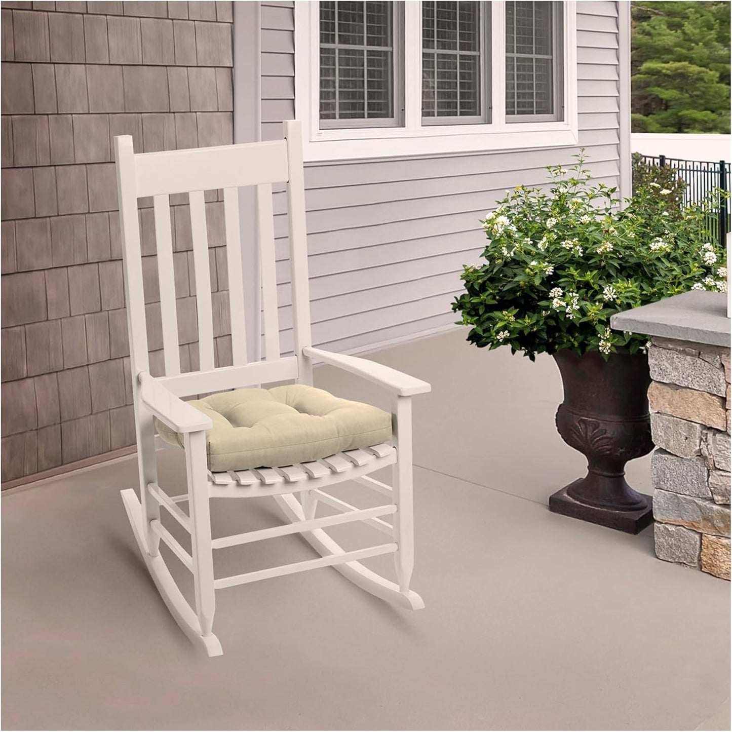 Arden Indoor/Outdoor Rocking Chair Or Wicker Chair Cushion, 2-Pack, 20 x 18, Water Repellent, Rain Proof, Fade Resistant Cushion for Rocking Or Rounded Back Chair Tan Leala