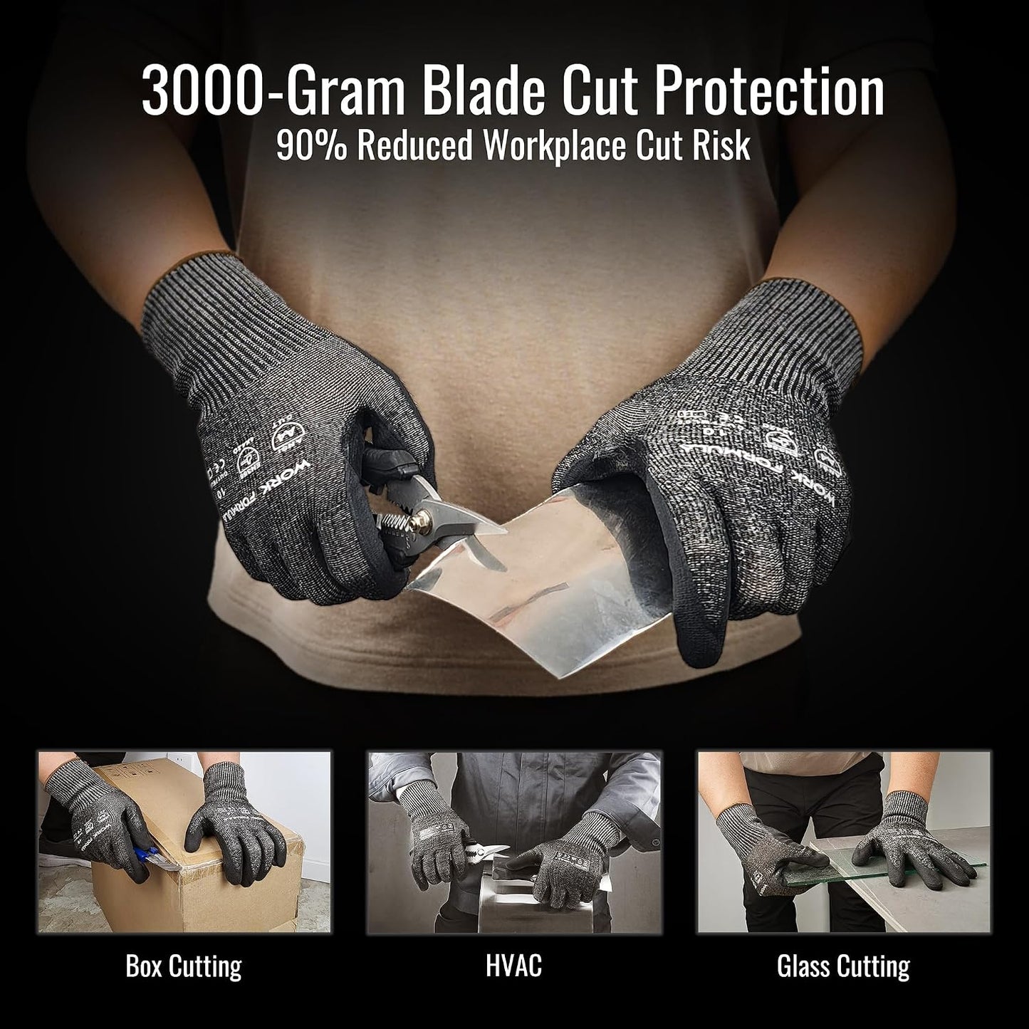2/5 Pack Snug Fit Cut Resistant Gloves, ANSI A4, XS-3XL, Men/Women, Metal/Glass/Wood/Box Cutting, Fishing, HVAC