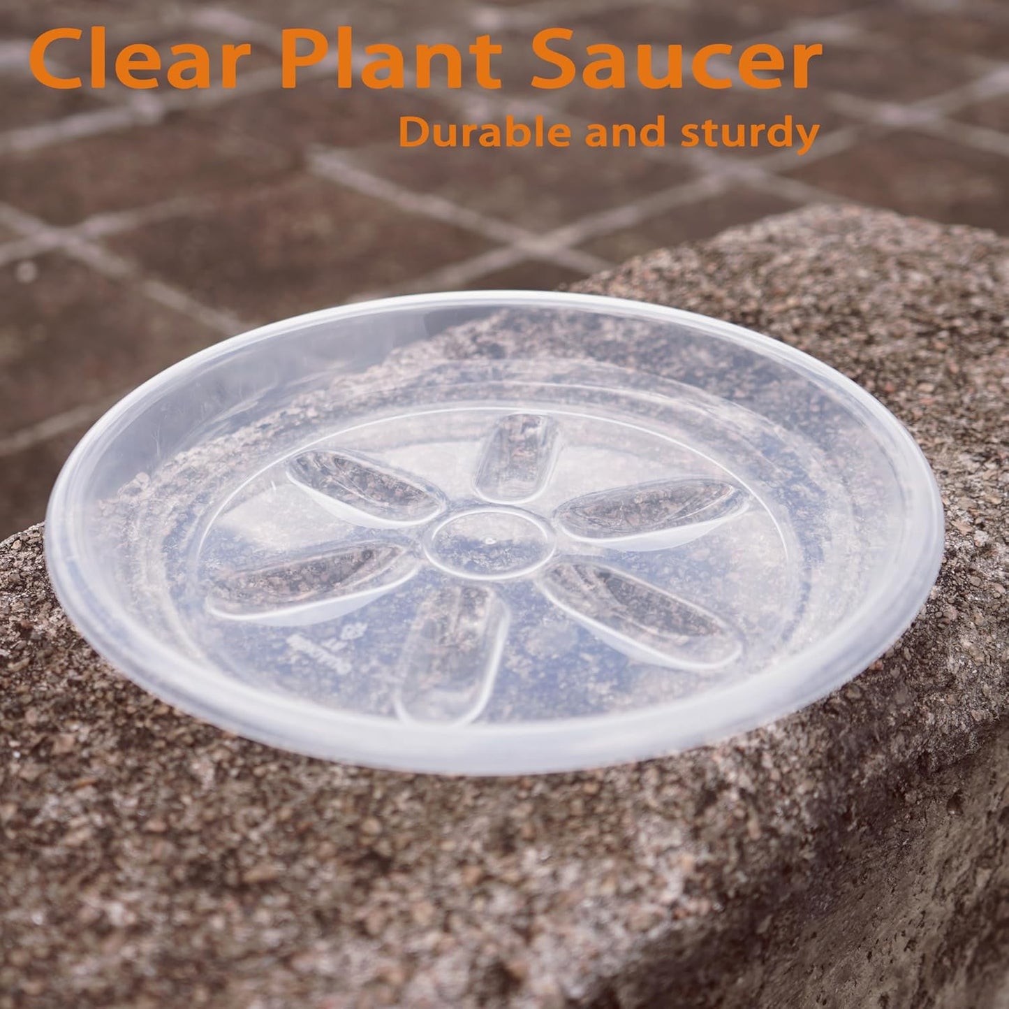 6 Pack of Plant Saucer 8 inch, Heavy Duty Clear Plastic Plant Saucers, Round Plant Drip Trays for Indoors Outdoor, Plant Water Tray for Planters
