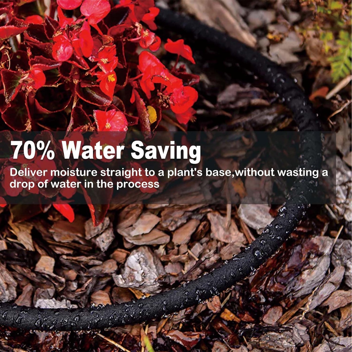 50FT Soaker Hose for Garden - 1/2" Diameter Heavy Duty Rubber Drip Irrigation Kit - Save 70% Water for Lawn/Flower Beds/Vegetable/Shrubs/Hedges