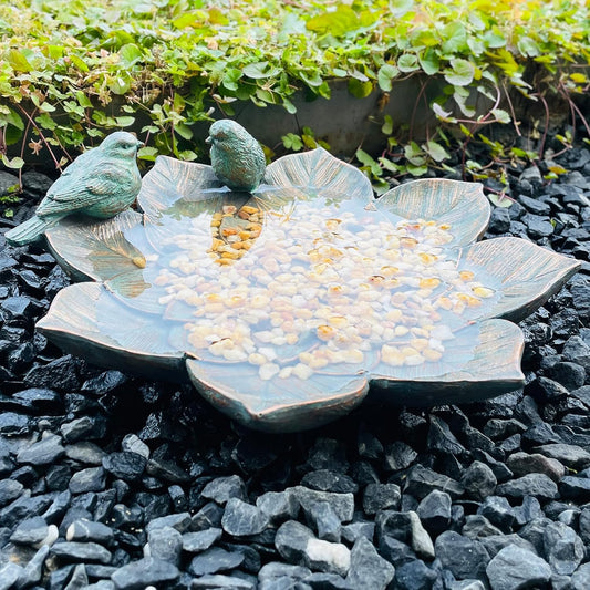 Bird Feeder Wild Bath Bowl Outdoors Antique Outdoor Garden Bird Bath Resin Birdbath Bowl with Vintage Ornament for Outside Yard Table Decor