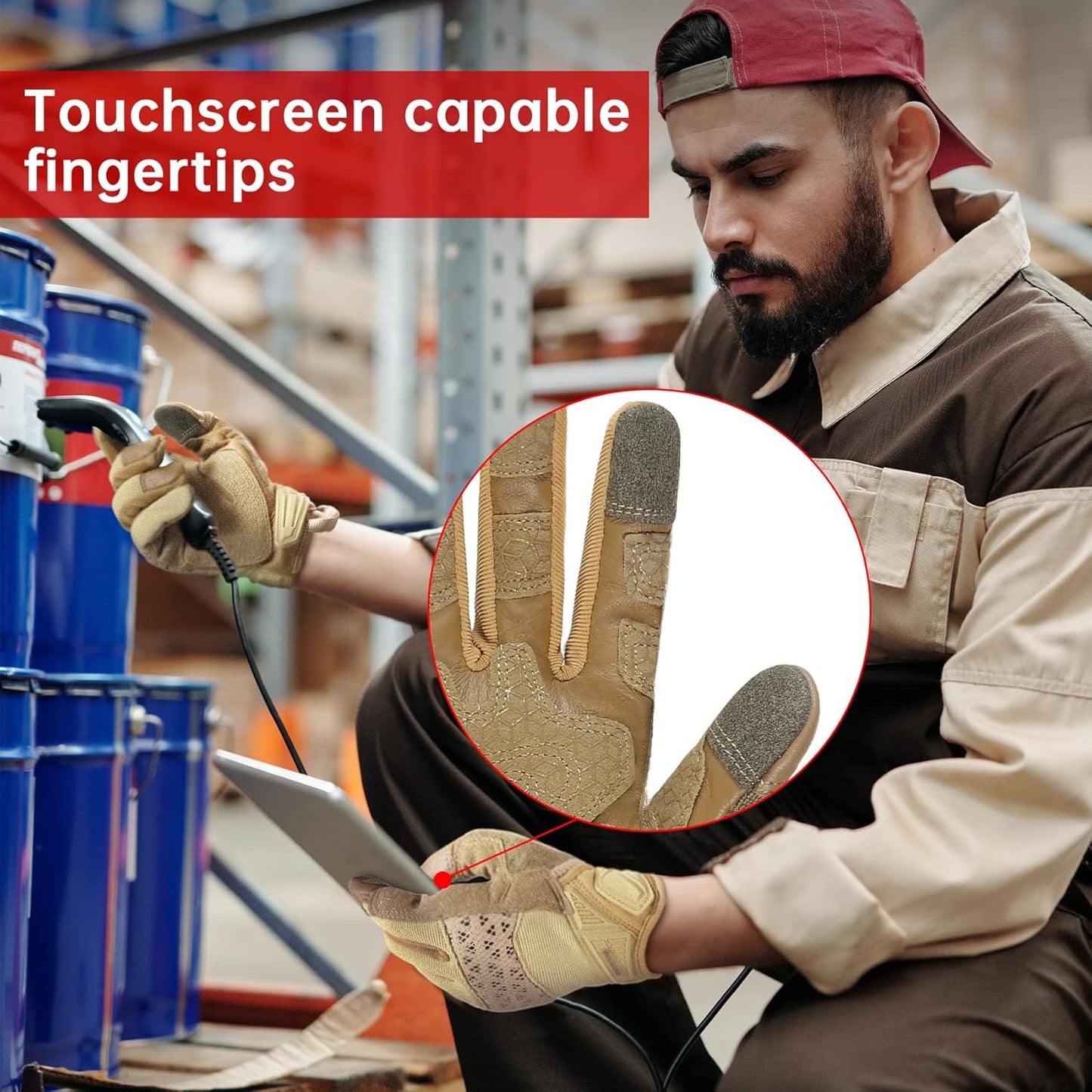 Work Gloves Men, Utility Mechanic Gloves, Touchscreen Flexible Working Gloves for Gardening Hunting