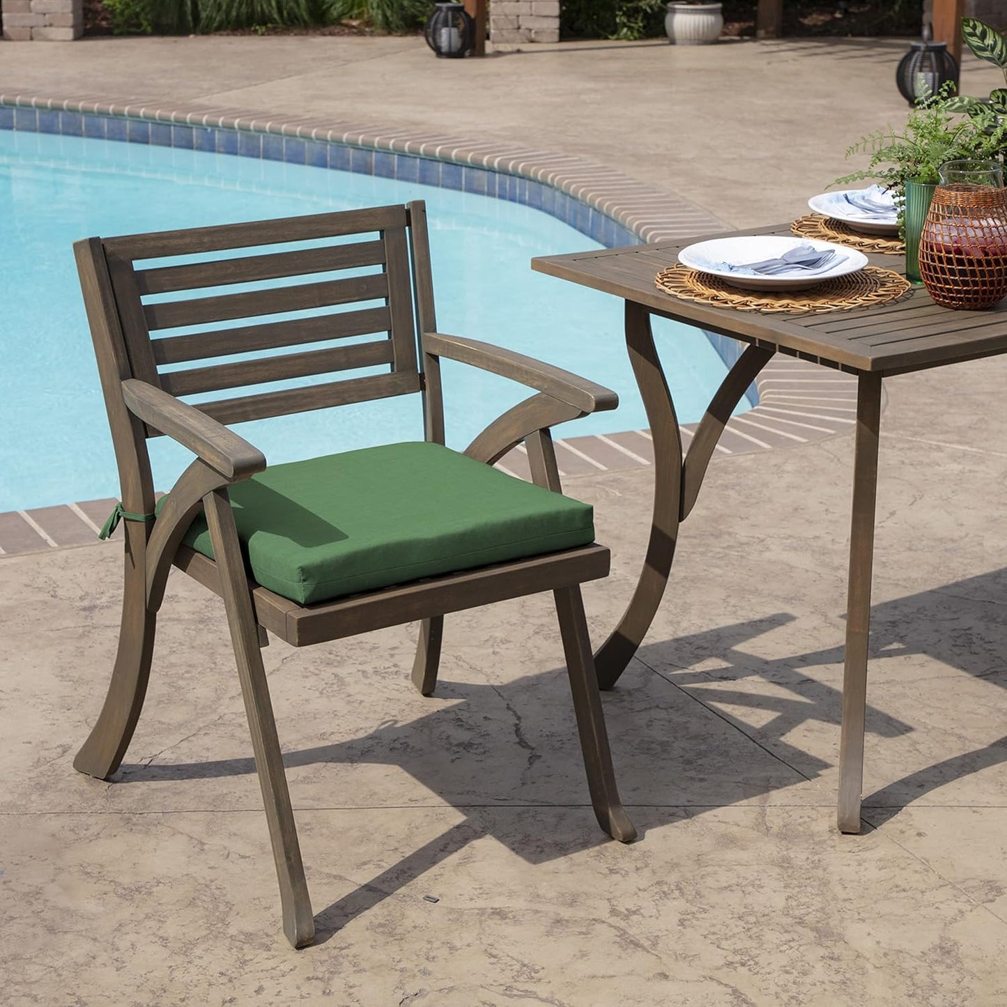 Arden Selections Rocking Chair Cushion, 19 x 18, Rain-Proof, Fade Resistant, Cushions for Rocking and Outdoor Chairs 18 x 19, Moss Green Leala (Pack of 4)