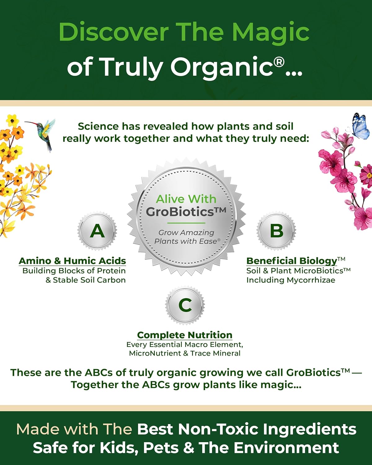 Organic Plant Magic - Truly Organic™ Slow Release Granular Fertilizer : Long-Lasting Plant Food Granules - Indoor & Outdoor Flowers, Vegetable Gardens, Fruit Trees, Shrubs, House Plants [One 4 lb Bag]