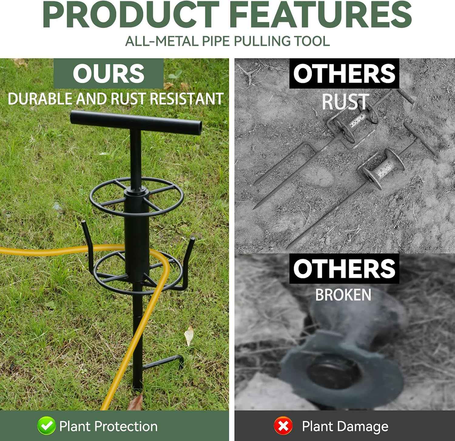 Garden Hose Guide Spike, Metal Hose Guides for Garden Heavy Duty, Hose Pulling Stand Reel for Gardens Corner, Auxiliary Water Hoses Support, Lawn & Gardens Watering Equipment, Plant Flower Protector
