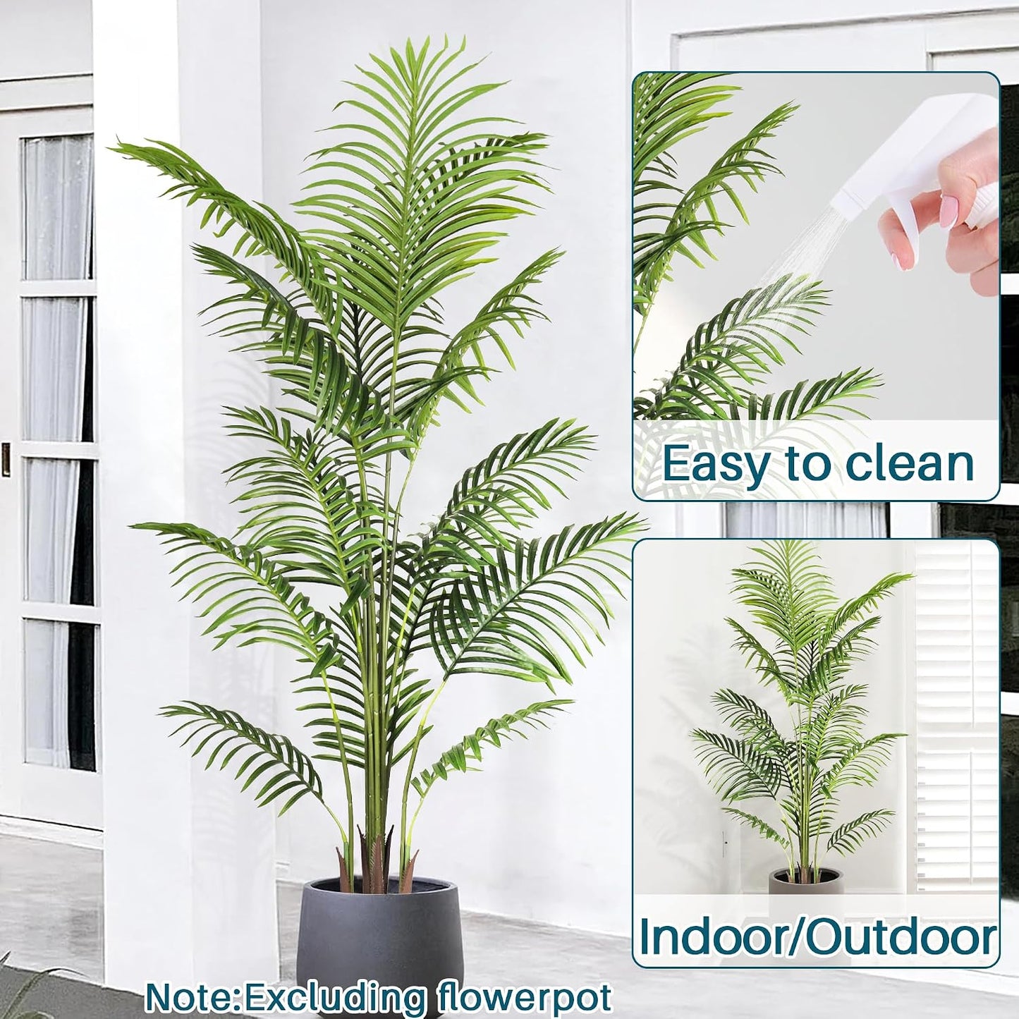 2 Pcs Artificial Palm Tree with Planter Fake Plants 6ft Faux Tree Indoor for Home Decor Living Room Decor