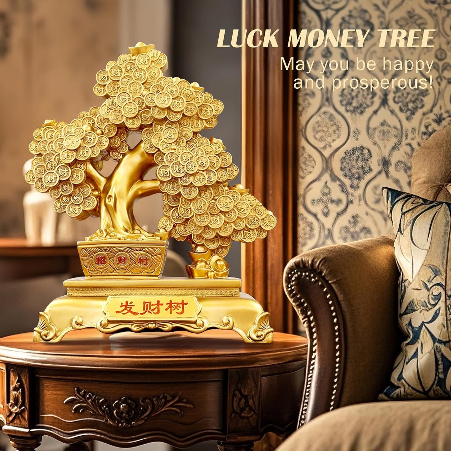 Top Resin Money Tree, Artificial Bonsai Tree - Feng Shui Decor & Gifts for Home, Feng Shui Statue, Chinese New Year Decoration, Chinese Decor & Gifts