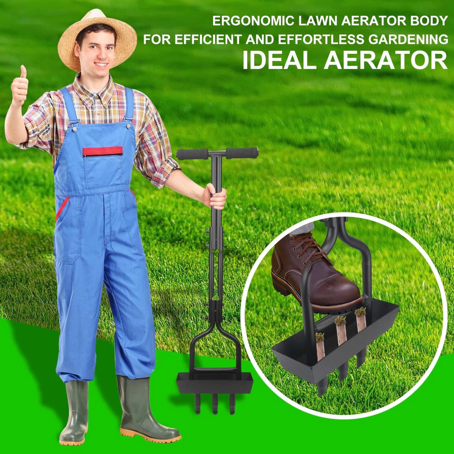 Lawn Aerator - Aerator Lawn Tool, Lawn Aerator Coring Tool with Soil Core Storage Tray Manual Core Aerator for Garden Yard Care