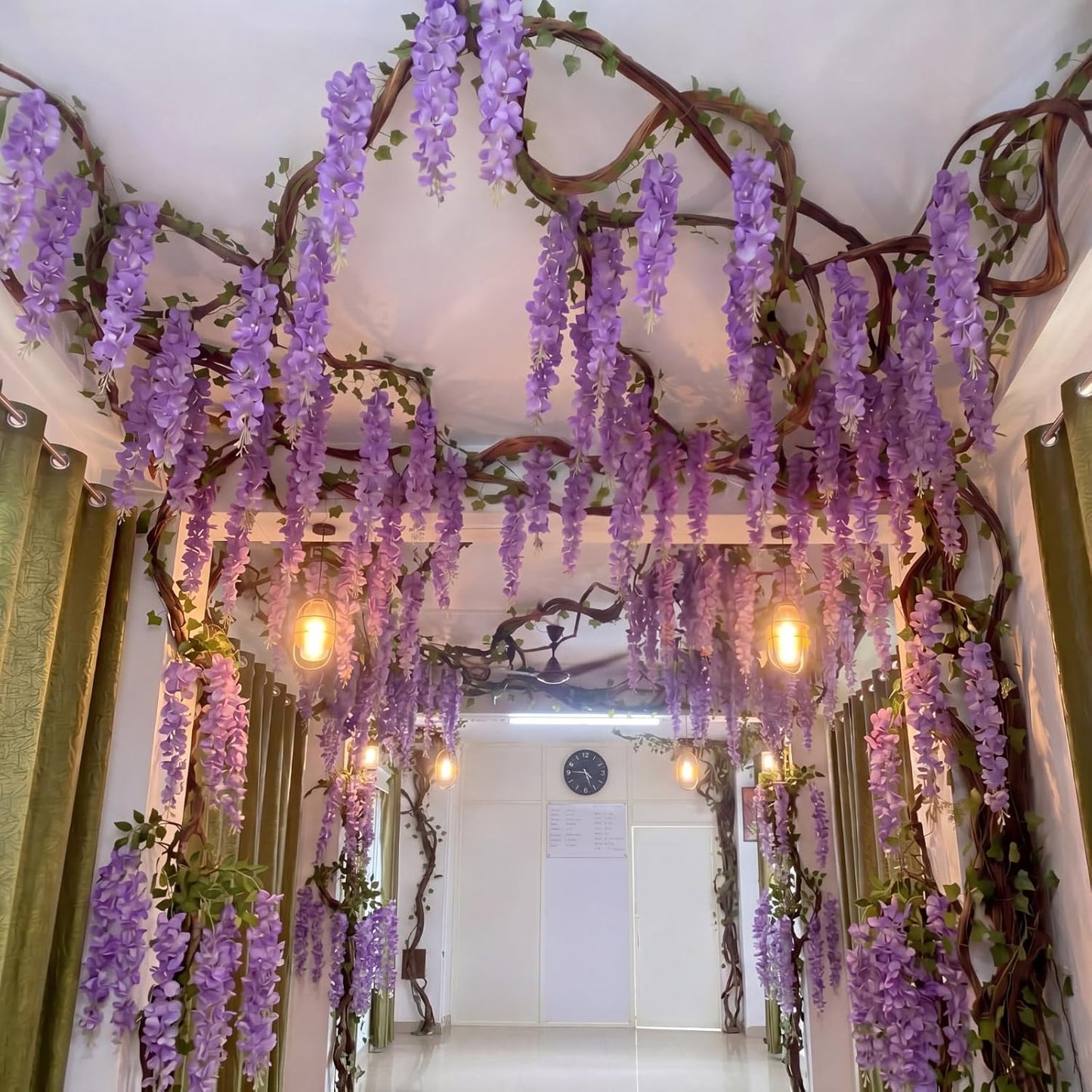 Giegxin DIY Wisteria Tree Hanging Flowers Branches 3D Paper Blossom Tree for Home Classroom Wall Spring Decor Fake Ceiling Flowers 20 Wisteria Branches for Indoor Bedroom Forest Background(Pruple)