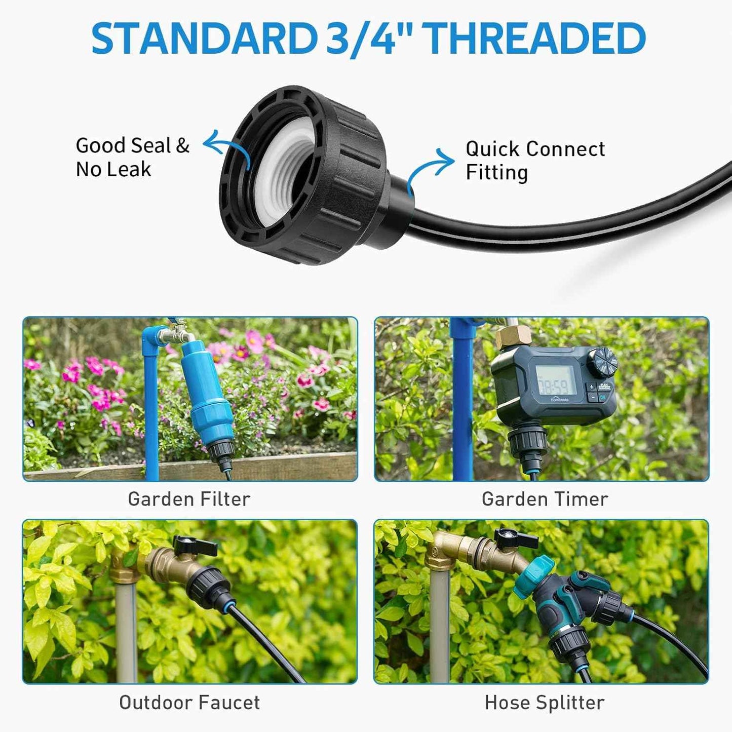 HOMENOTE Misting Cooling System, 65FT Pre-Assembled Misting Kit, 18 Rust-Proof Nozzles, 3/4" Adapter, Outdoor Mister for Patio Cooling, Greenhouse, Pet & Chicken Coop