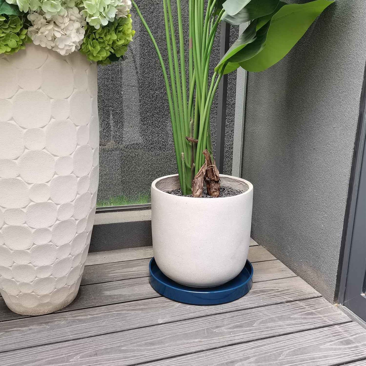 Ceramic Plant Saucer Pot Tray 14.5 Inch, Blue Planter Saucers 5 7 9 10 12 15 Inch for Indoors Outdoor, Flower Pot Saucers for Holding Water Drips and Soil