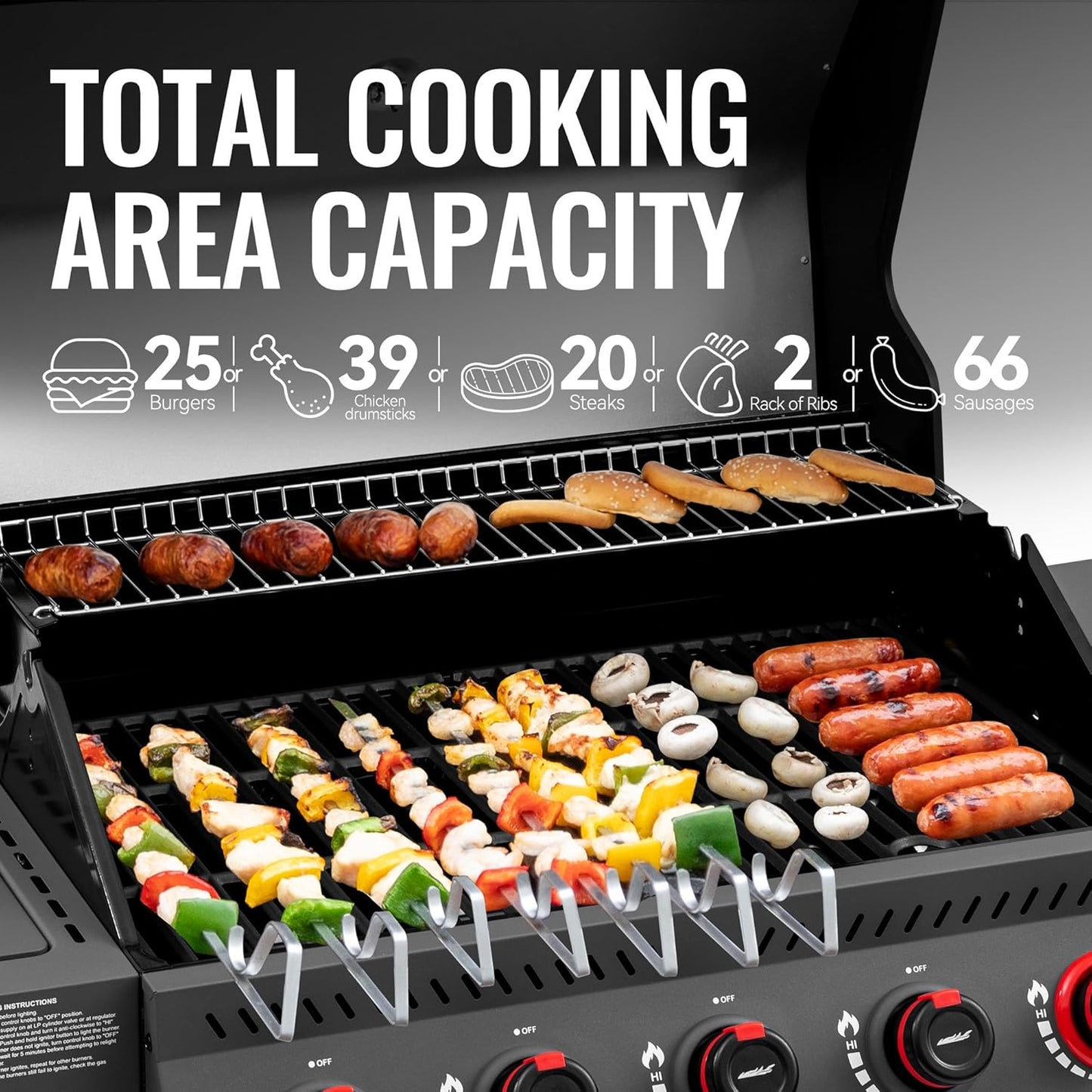 Royal Gourmet GA5407H 5 Burner Propane Gas Grill with Foldable Right-Side Table & Warming Rack, Cabinet Style Gas BBQ Grill for Barbecue Grilling & Backyard Cooking, Black