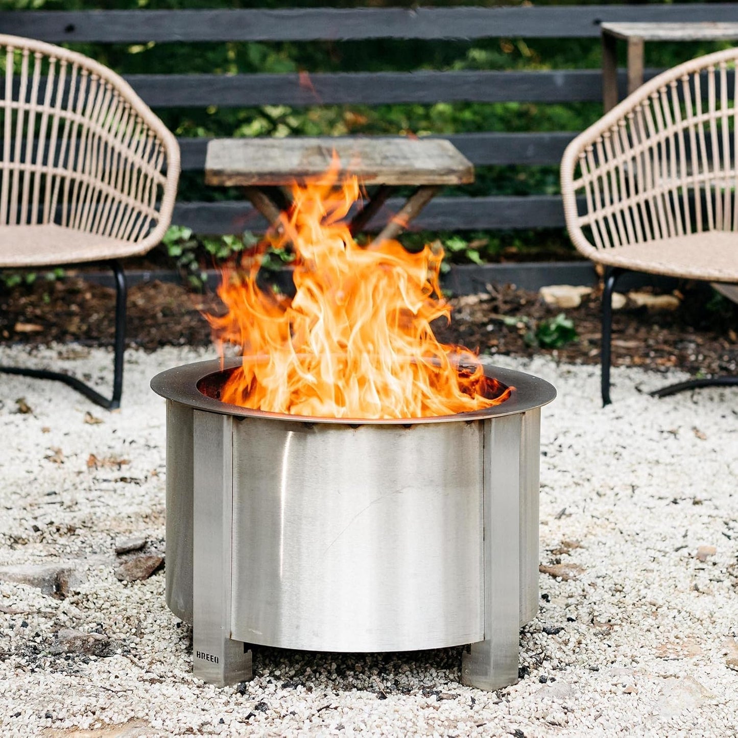 Breeo Smokeless Fire Pit (X Series 19, Stainless Steel) | 22.1 inch Smokeless Firepit for Outside | 47 Pounds | Ideal for Families Compatible with Wide Range of Breeo Accessories