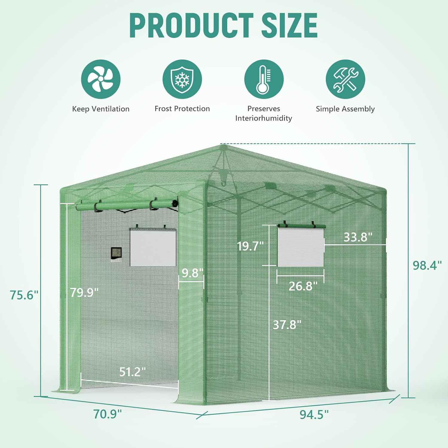 Pop Up Greenhouse, 8x6 FT Pop Up Green House for Outdoors, Portable Greenhouses, Walk-in Greenhouses, Popup Greenhouse Kit, Easy Set Up