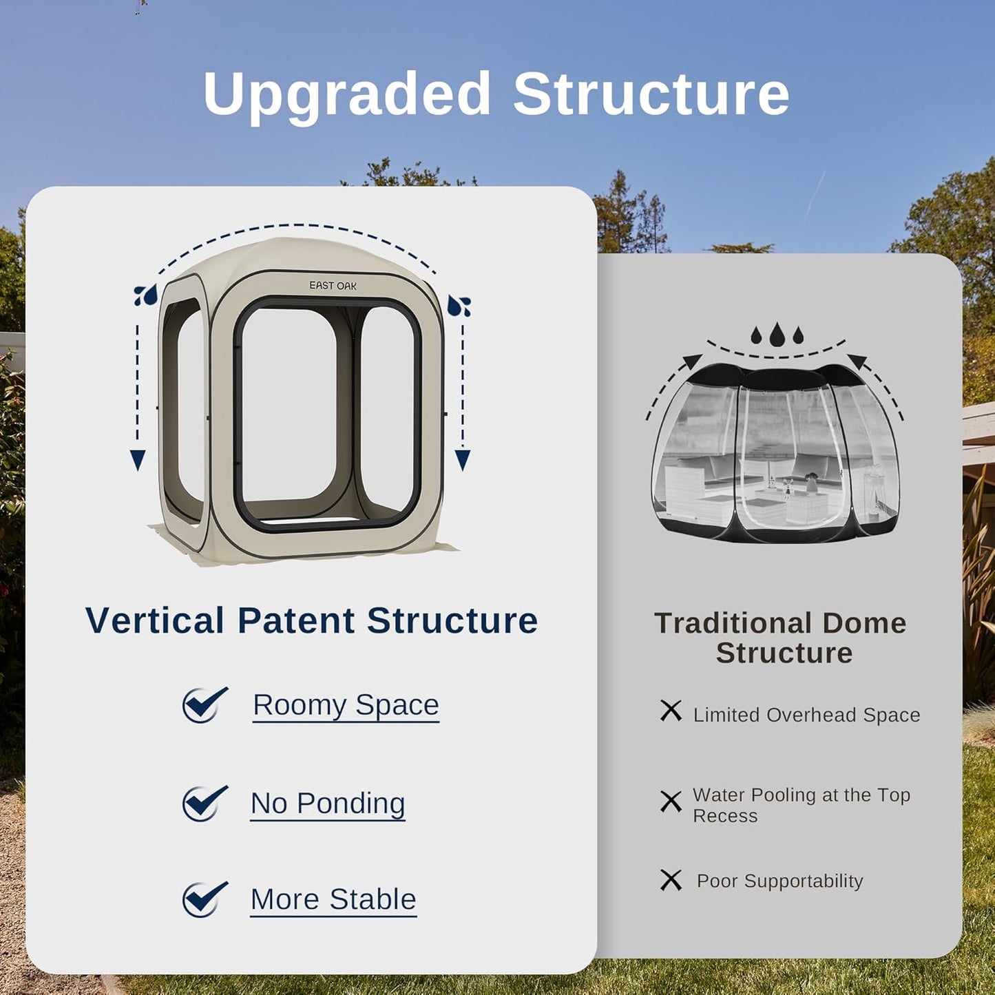 EAST OAK Screen House Tent Pop-Up, Portable Screen Room Canopy Instant Screen Tent 4 x 4 FT with Carry Bag for Patio, Backyard, Deck & Outdoor Activities, Beige