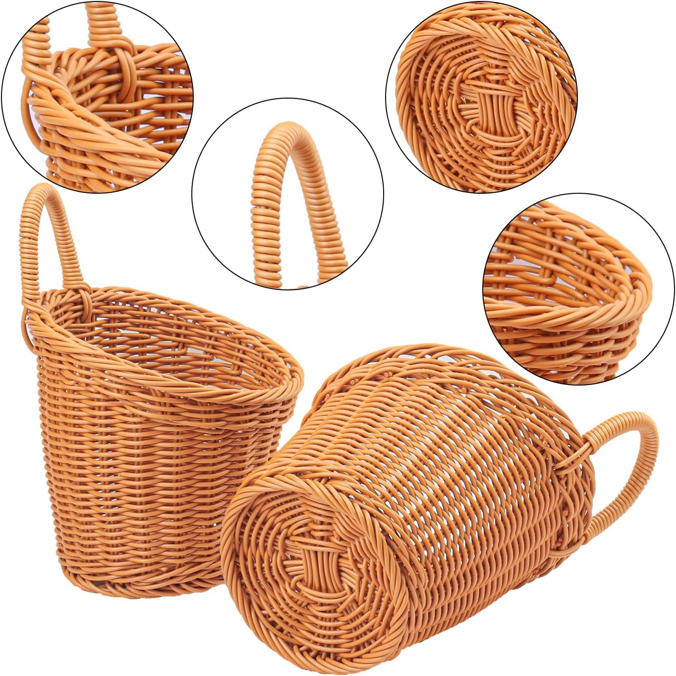 6 Pack 3 Size Woven Hanging Fruit Basket, Wall Hanging Wicker Baskets, Wall fruit Wicker Basket for Kitchen, Planter, Vegetable & Fruit, Boho Home Decor