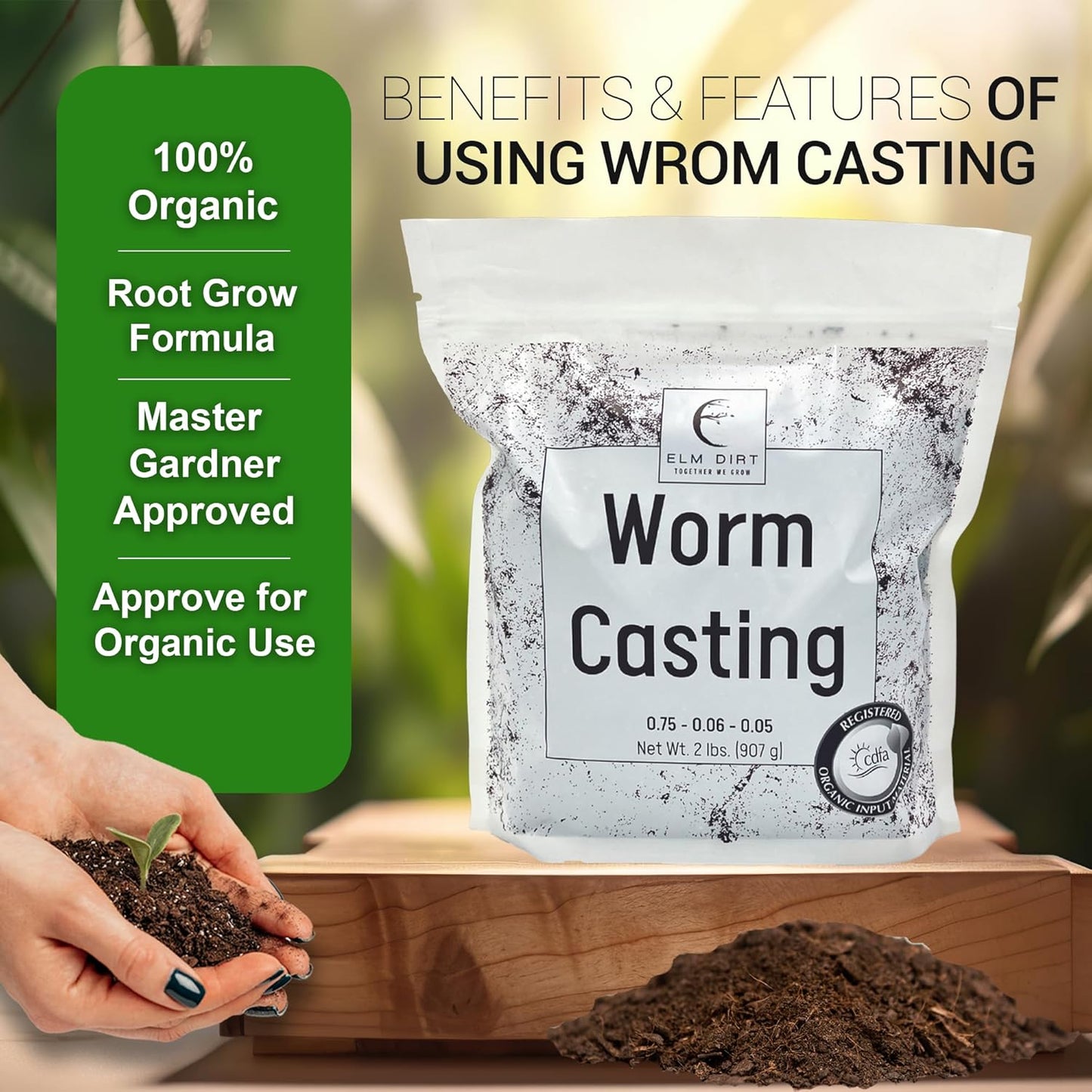 Elm Dirt 100% Organic Worm Castings & Bloom Juice for All Flowering Plants - Bloom Booster Fertilizer Earthworm Casting | Organic Plant Food for Houseplants, Vegetables, Flowers & Gardens Fertilizer