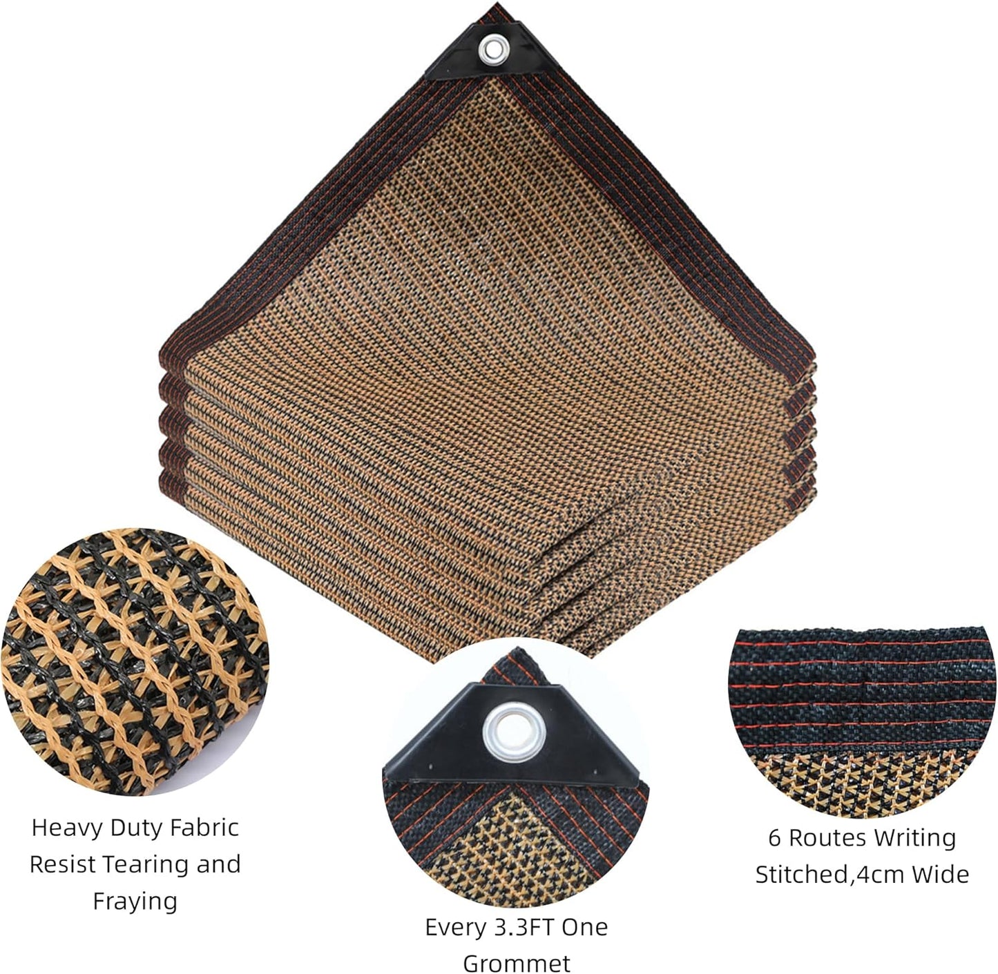 Shade Cloth with Grommets and Ropes, 80% UV-Blocking Sun Shades Outdoor Patio, 10 X 20 FT Pergola Shade Cover, Mesh Sun Shades for Greenhouse, Garden, Backyard
