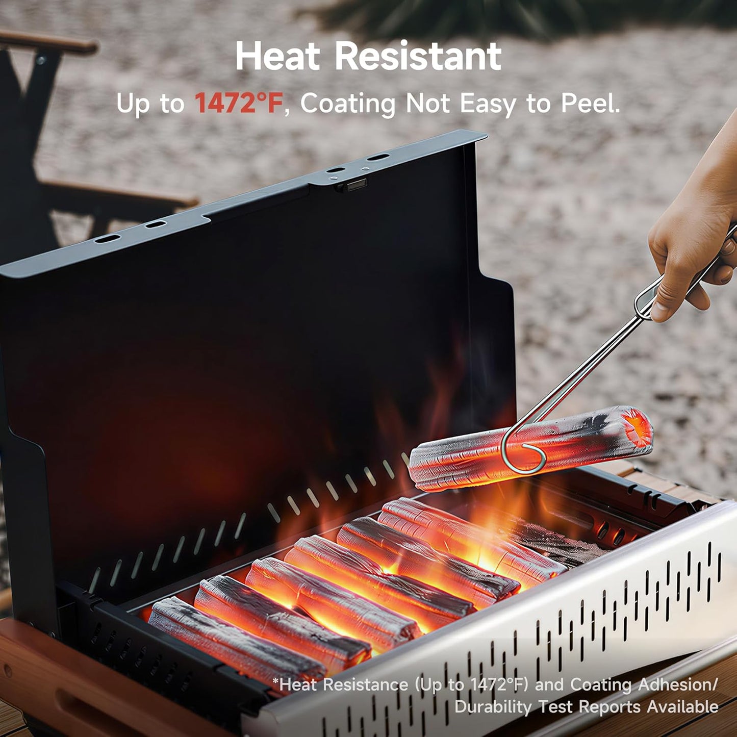 Portable Hibachi Charcoal Grill for Outdoor Camping, No Assembly BBQ Grill with Stainless Steel Grate, Height Adjustable Foldable Grill for Beach and Patio