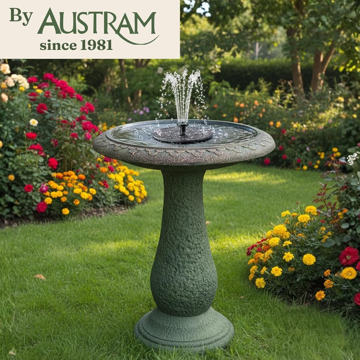 Pedestal Birdbath with Solar Fountain, Resin Stone Composite Outdoor Garden Decor, Standing Bird Bath for Outside Patio Yard, 23-Inch Tall, Garden Fountain, Resin Bird Baths, Hummingbird Bowl