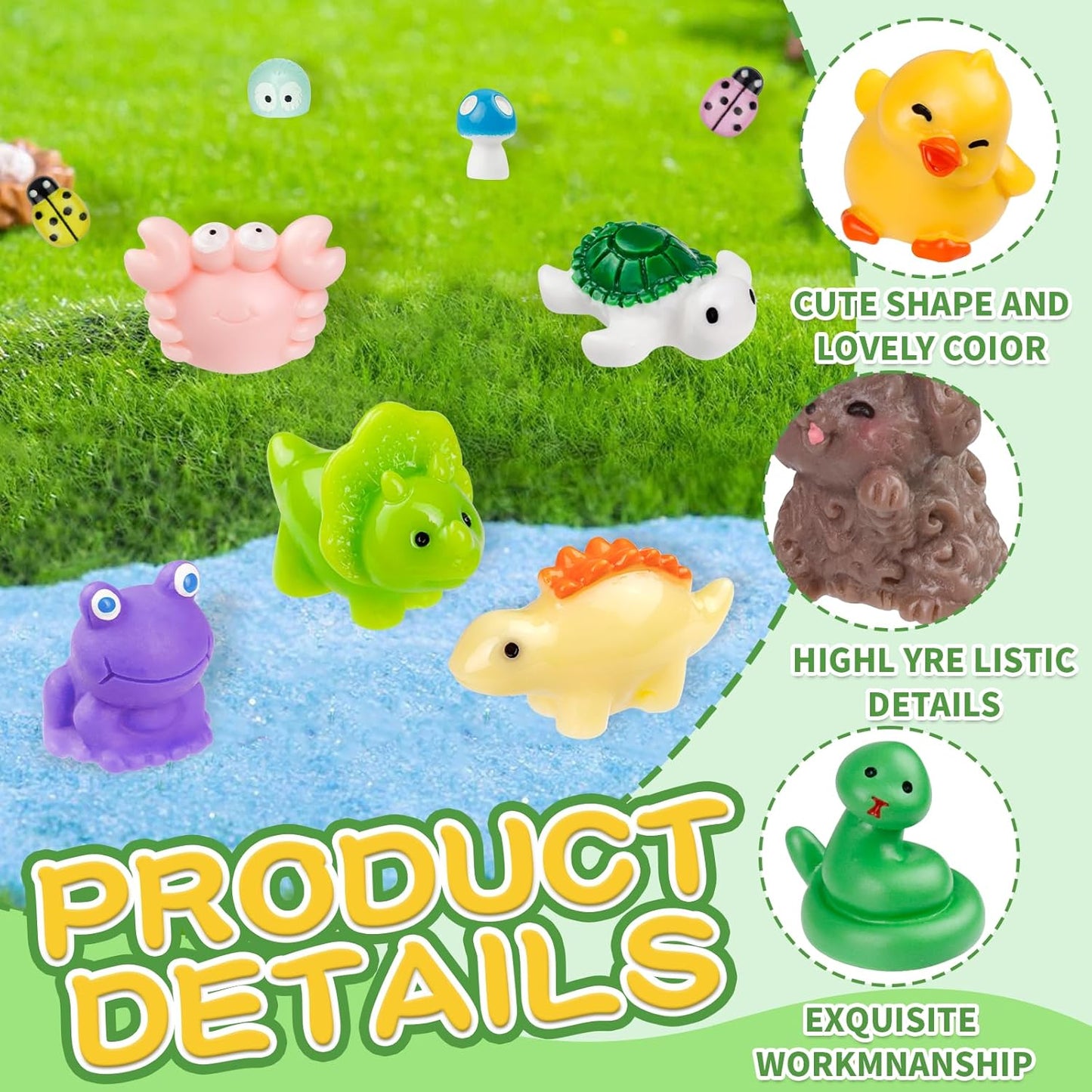 200 Pcs Mini Resin Animals Colorful Mini Animals Figures in Bulk Miniature Little Small Animals Figurines for Fairy Garden Landscape Dollhouse Accessories DIY Crafts Aquarium Decor