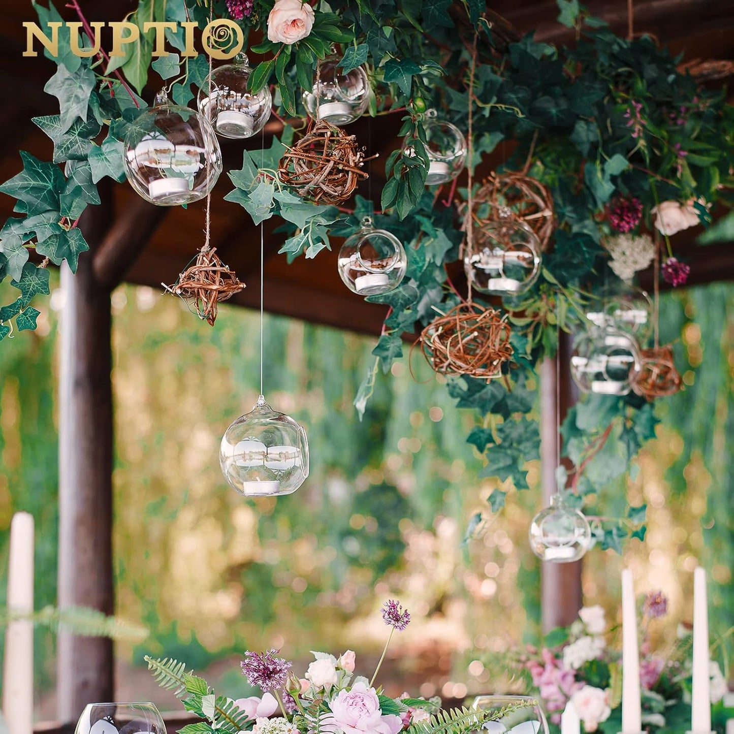 24 Pcs 3.15"/ 8cm Hanging Glass Tealight Holder Globe, Plant Terrariums Glass Orbs, Air Plants Tea Light Candle Holders, Home Decor Indoor Outdoor Garden (20 Pcs + 4 Pcs)