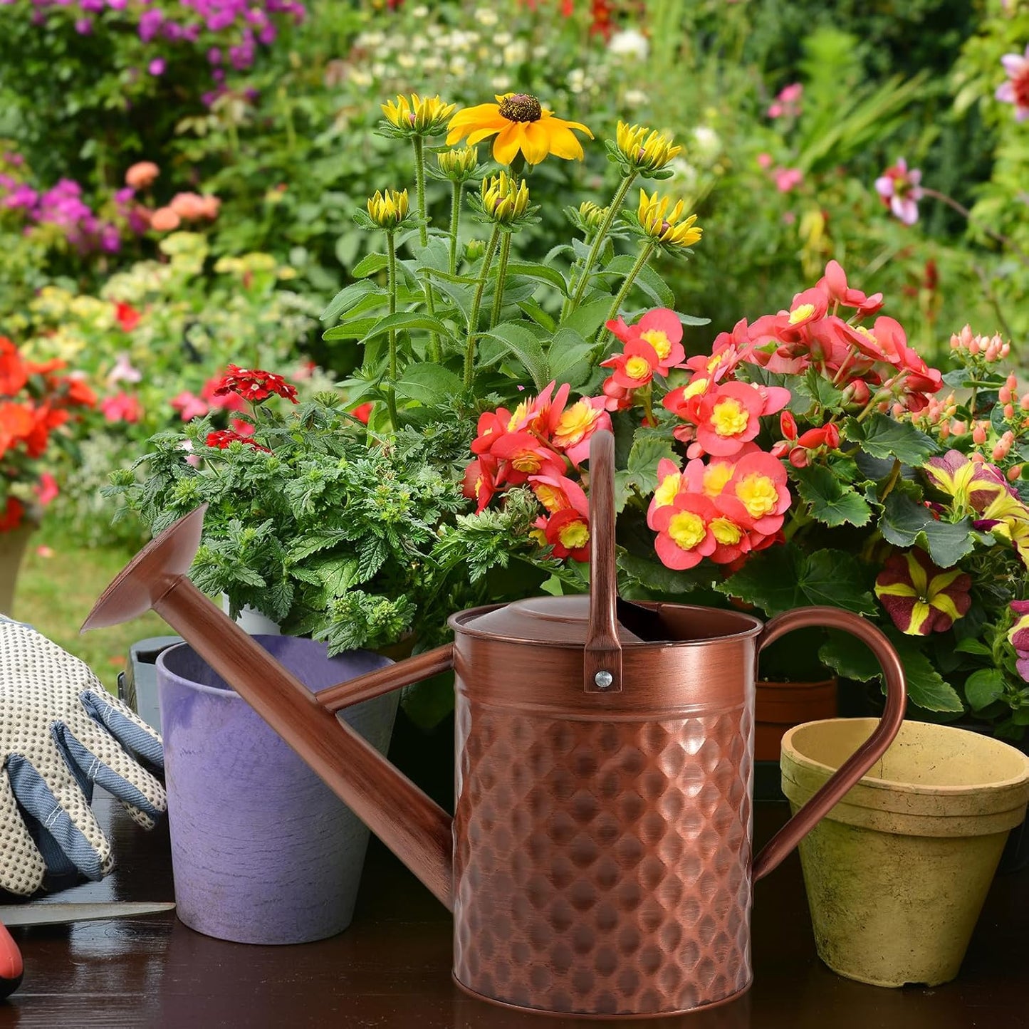 1 Gallon Metal Watering Can for Outdoor Indoor Plants, Copper Colored Watering Can with Removable Spray Spout, Ideal for Garden Watering